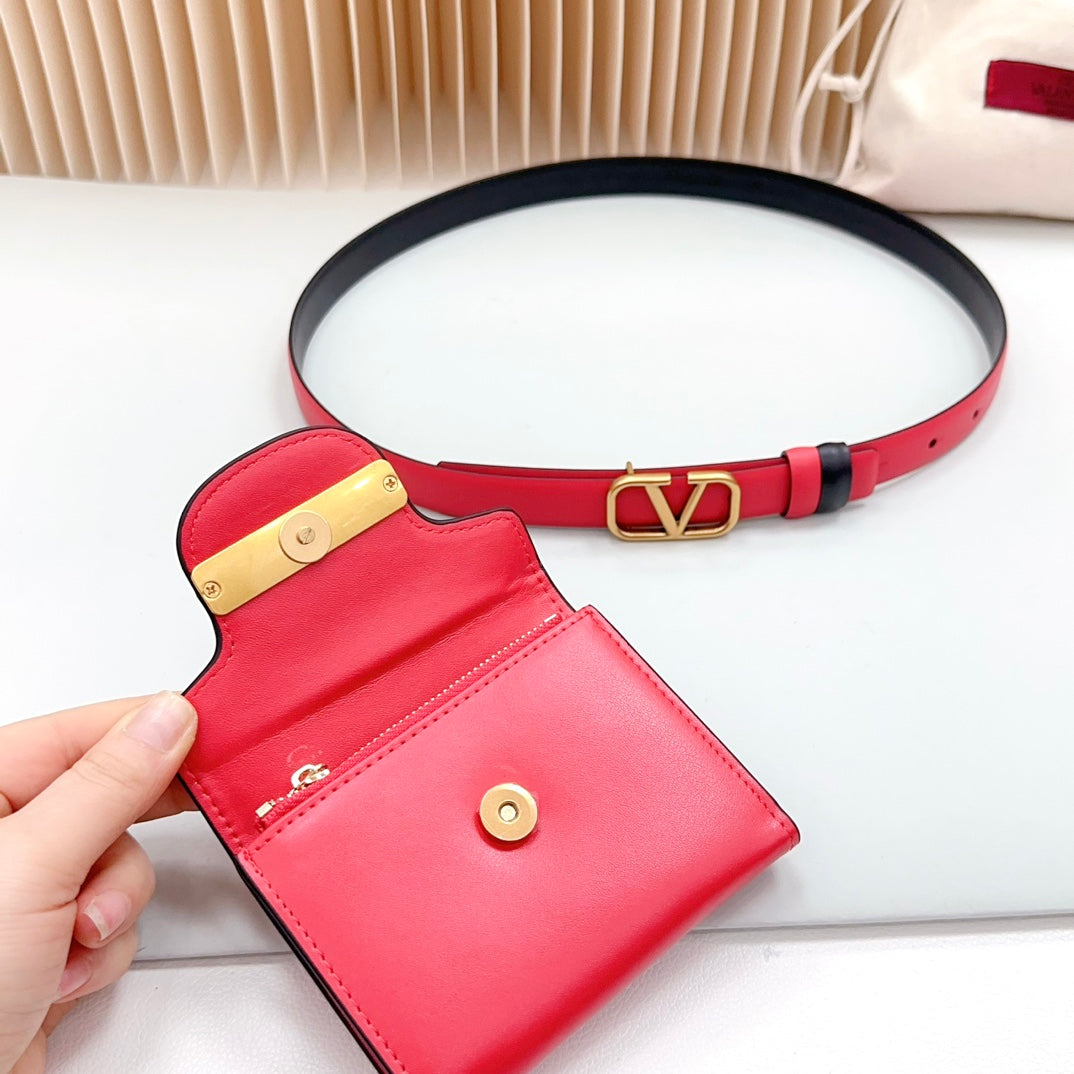 valenti belt 20mm mini pouch red calfskin gold buckle