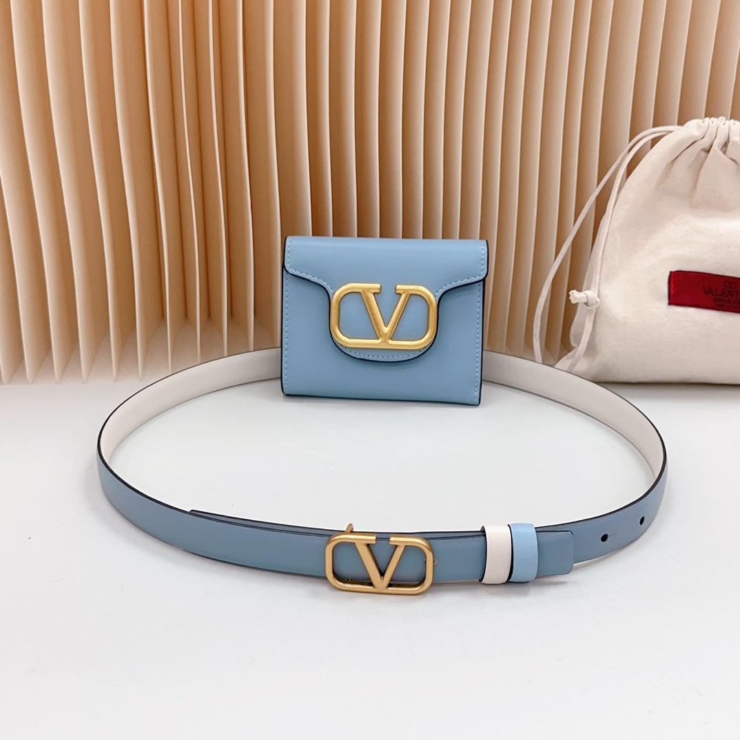 valenti belt 20mm mini pouch cloud blue calfskin gold buckle