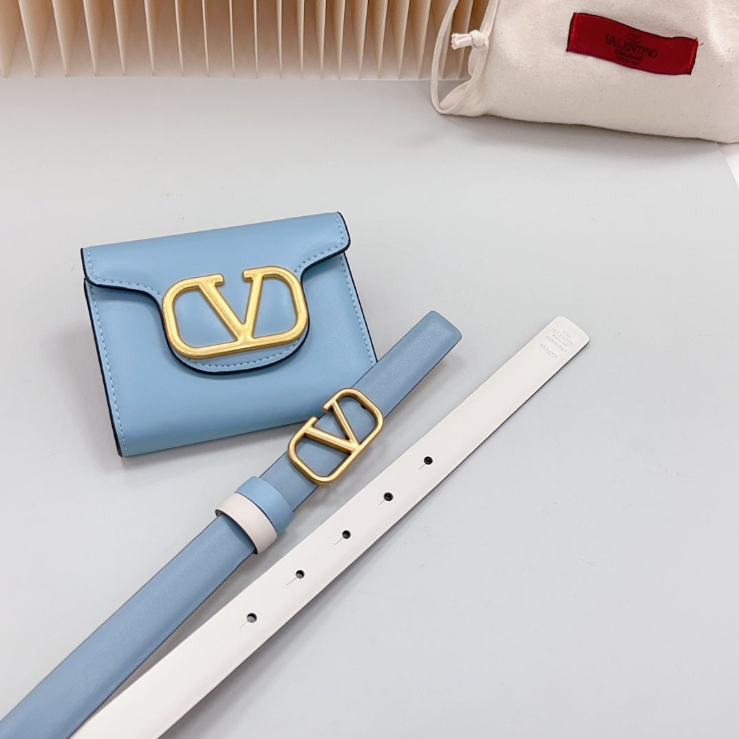 valenti belt 20mm mini pouch cloud blue calfskin gold buckle