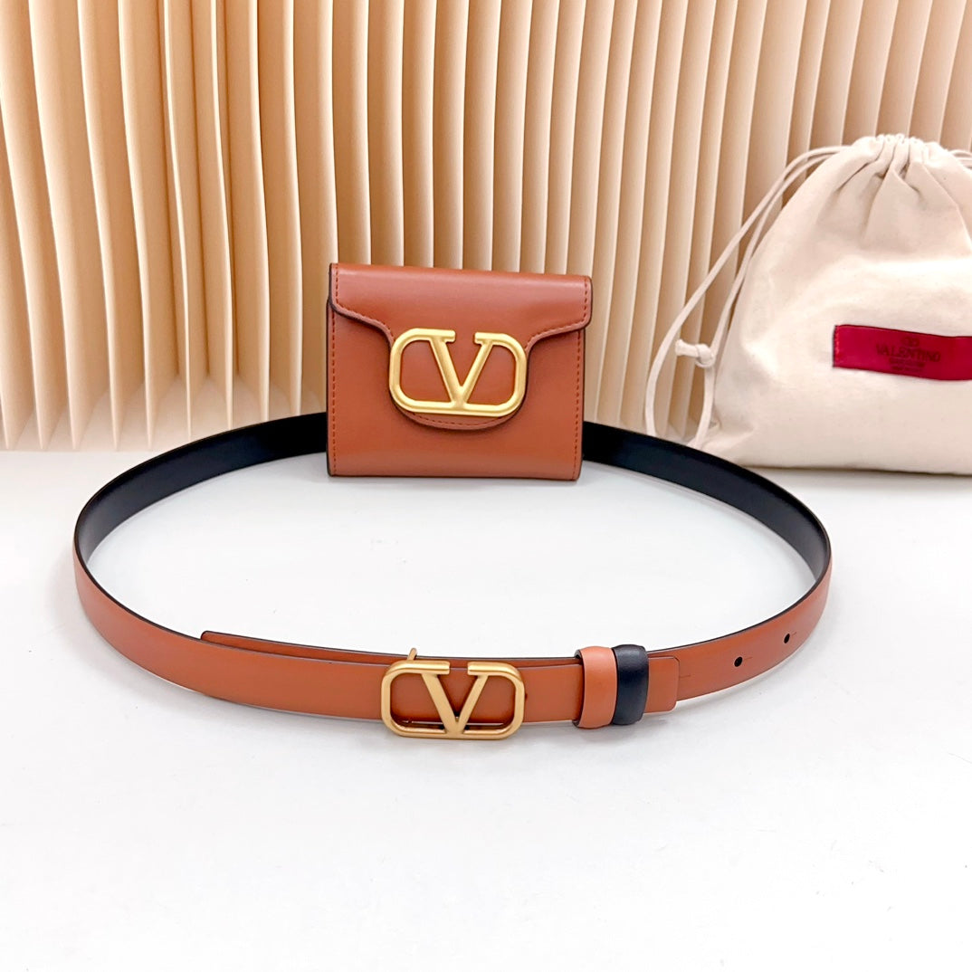 valenti belt 20mm mini pouch brown calfskin gold buckle