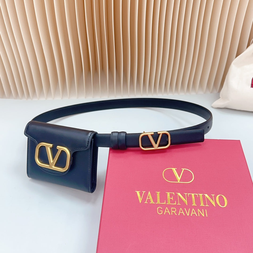 valenti belt 20mm mini pouch black calfskin gold buckle