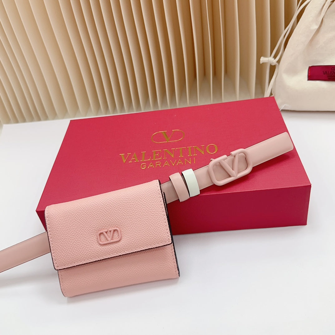 valenti pink 20mm belt with mini pink calfskin bag