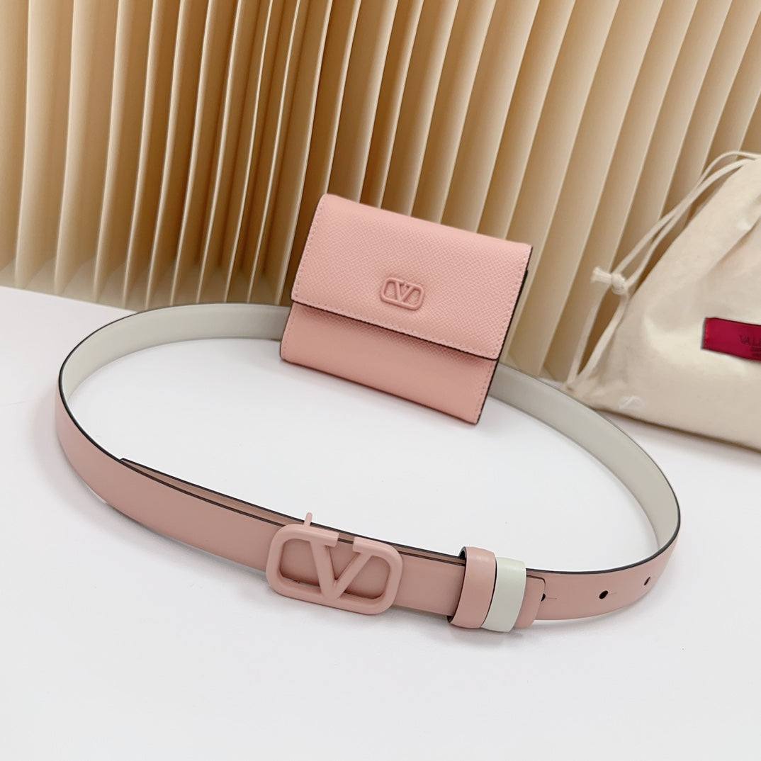 valenti pink 20mm belt with mini pink calfskin bag