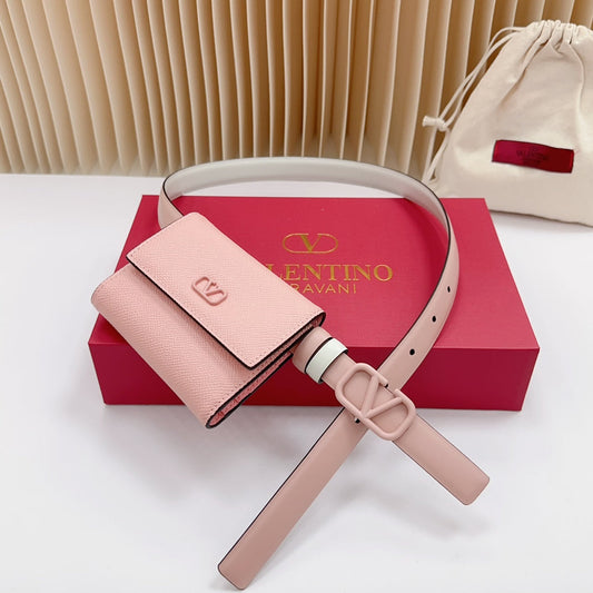 valenti pink 20mm belt with mini pink calfskin bag