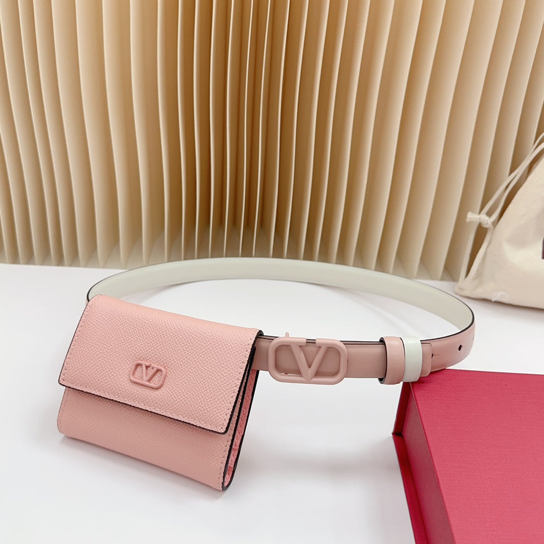 valenti pink 20mm belt with mini pink calfskin bag