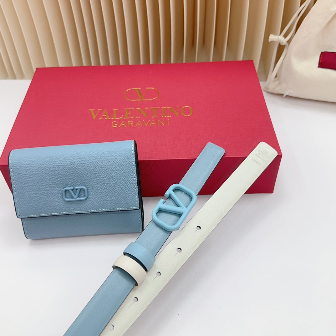 valenti sky blue 20mm belt with mini calfskin bag