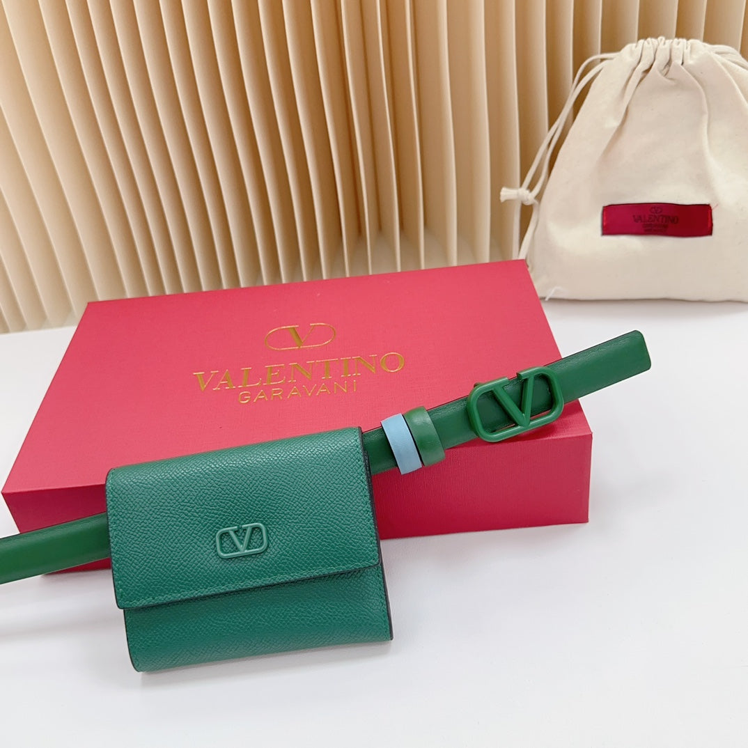 valenti green 20mm belt with mini calfskin bag