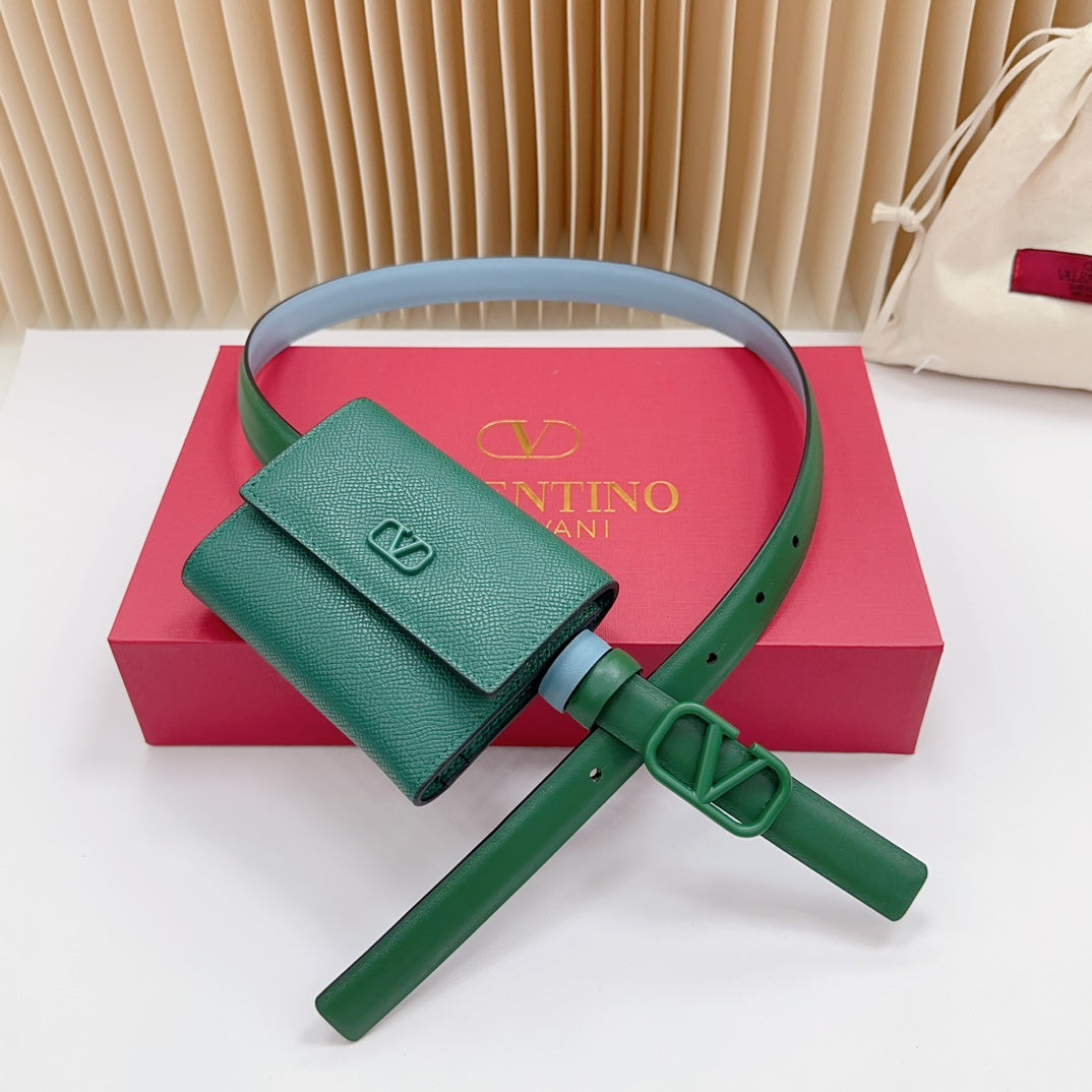 valenti green 20mm belt with mini calfskin bag