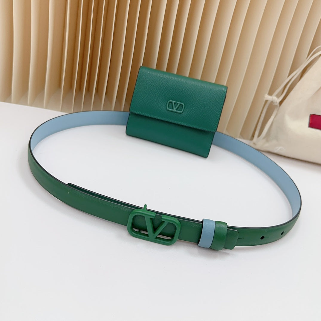 valenti green 20mm belt with mini calfskin bag