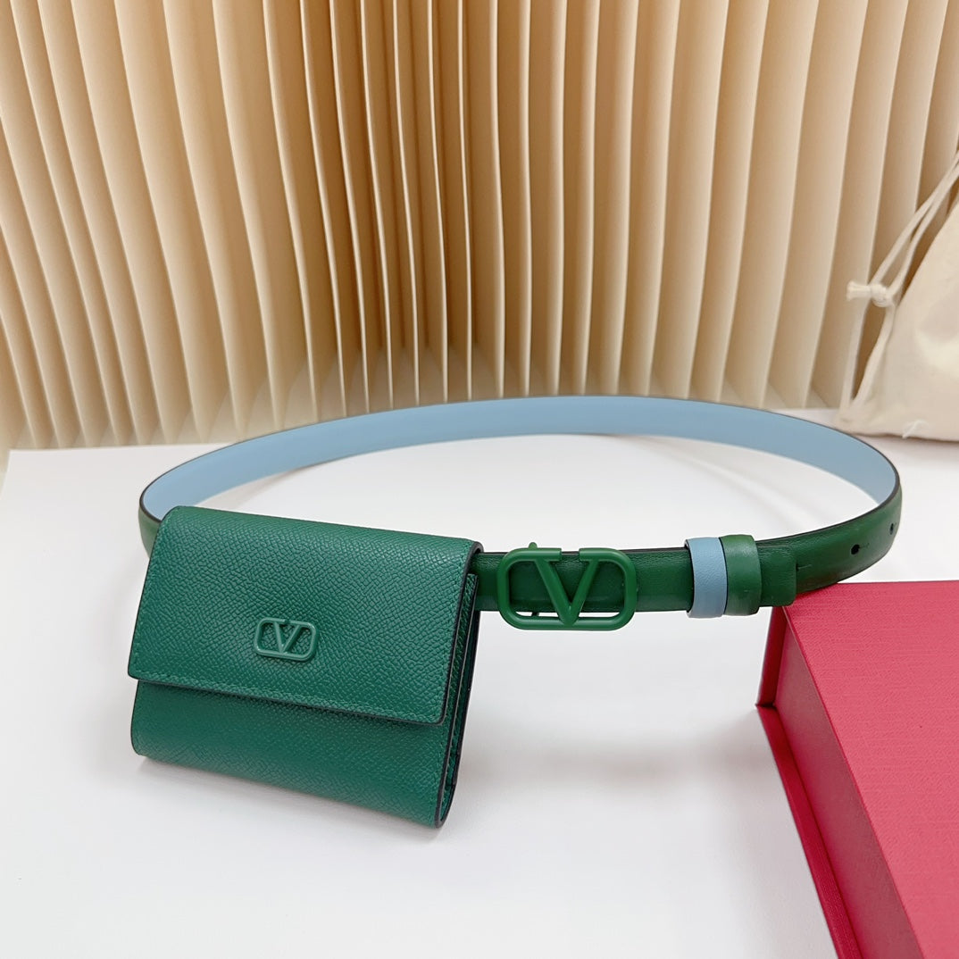 valenti green 20mm belt with mini calfskin bag