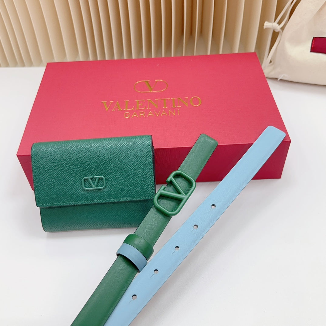 valenti green 20mm belt with mini calfskin bag