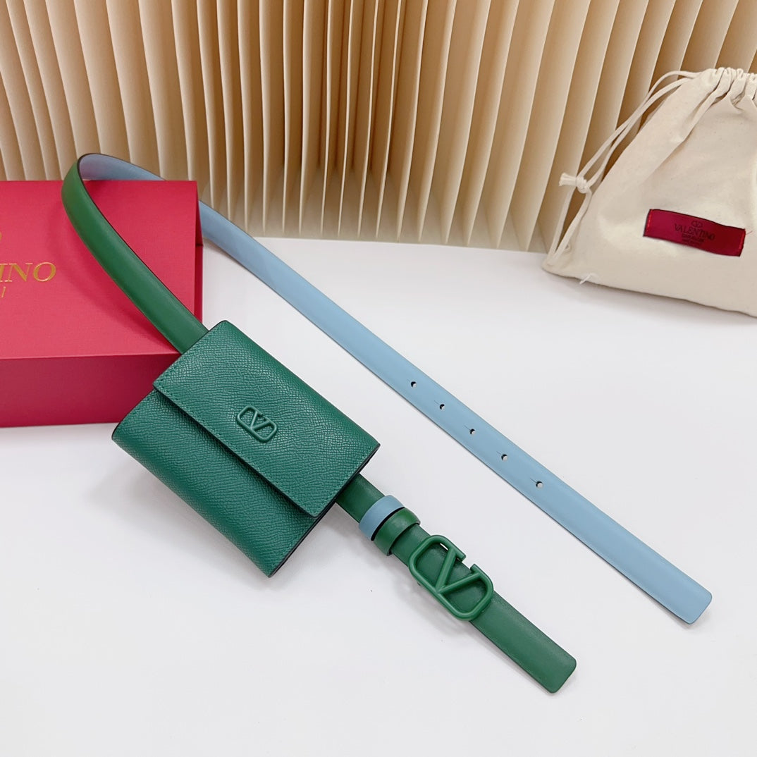 valenti green 20mm belt with mini calfskin bag