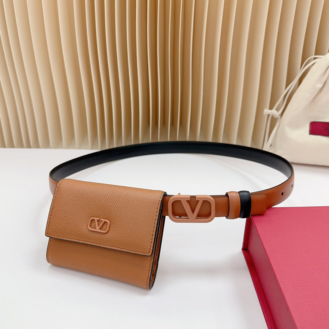 valenti brown 20mm belt with mini calfskin bag