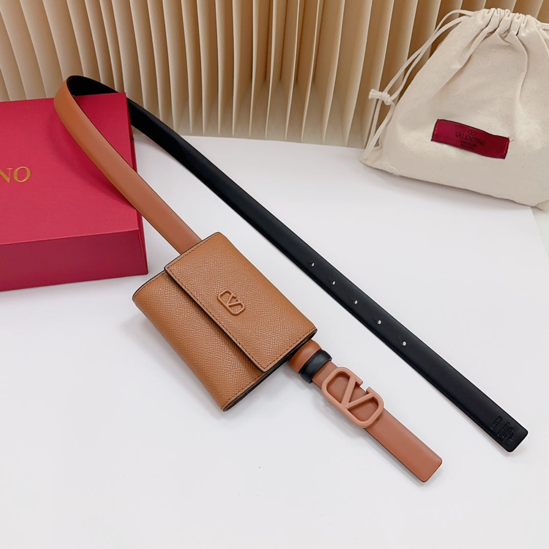 valenti brown 20mm belt with mini calfskin bag