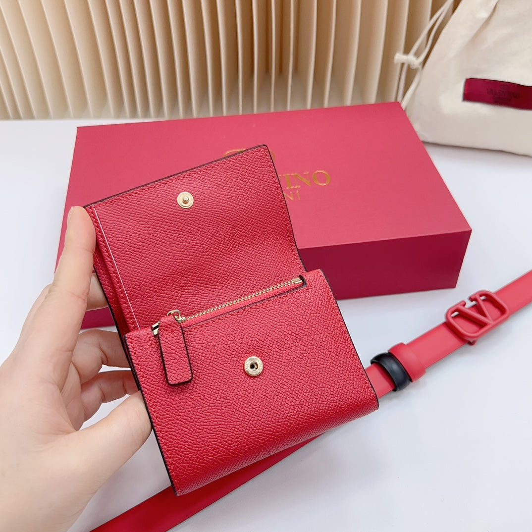 valenti red 20mm belt with mini calfskin bag