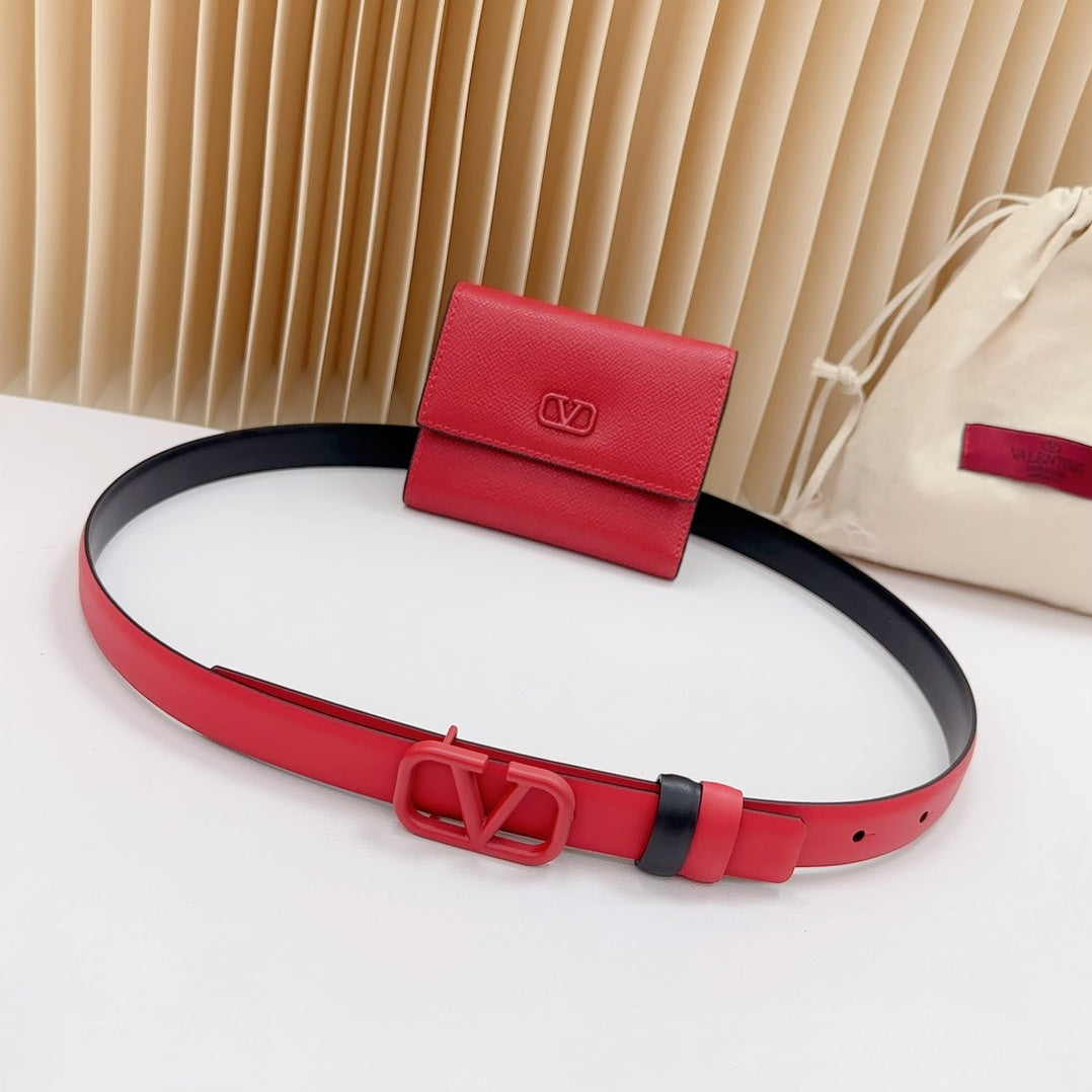 valenti red 20mm belt with mini calfskin bag