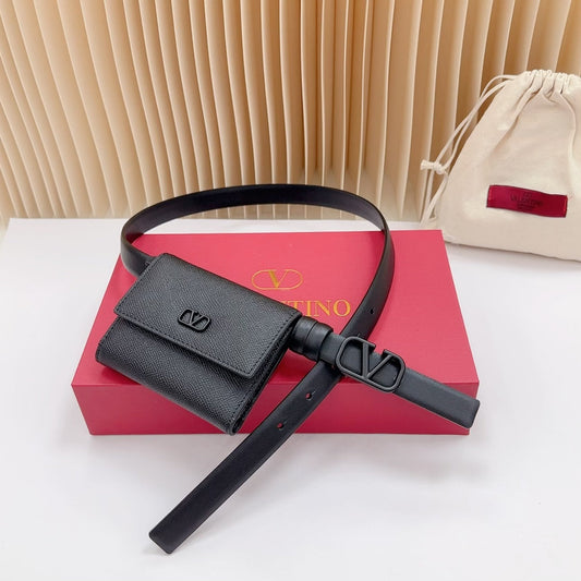 valenti black 20mm belt with mini calfskin bag