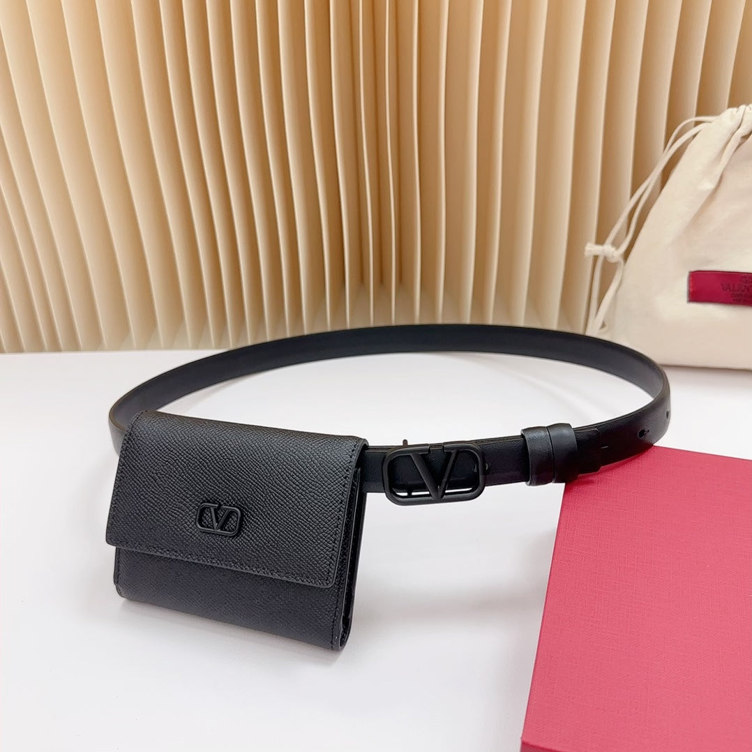 valenti black 20mm belt with mini calfskin bag