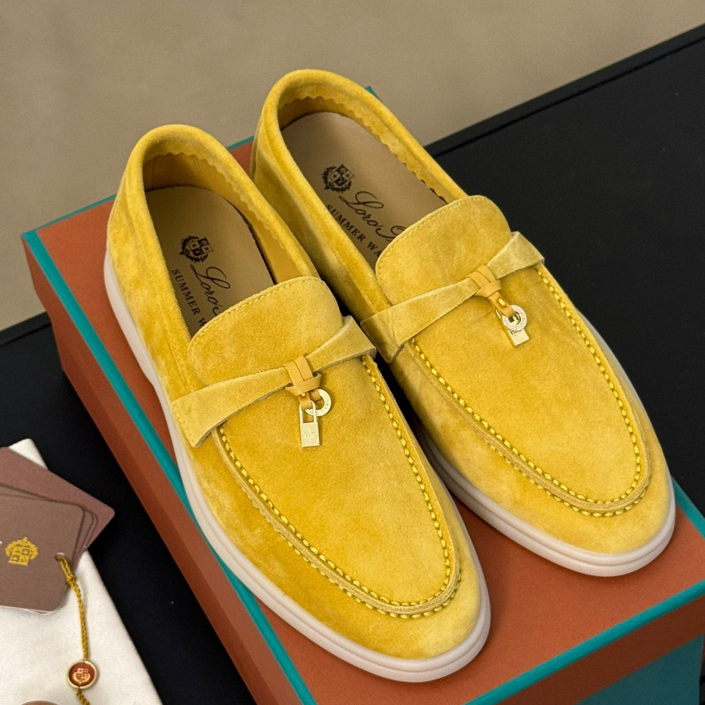 summer charm walk loafer yellow suede