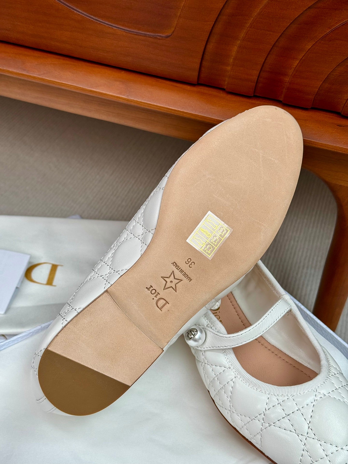 cd ballet flat white lambskin mop middle