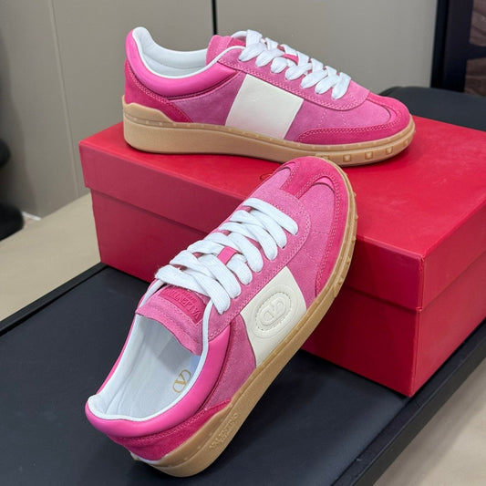 Upvillage Trainer In Dark Pink Mix Pink Suede With Laminated Calfskin  992729