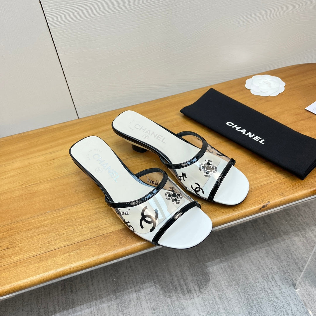 mule sandal 45 white black pcv and calfskin