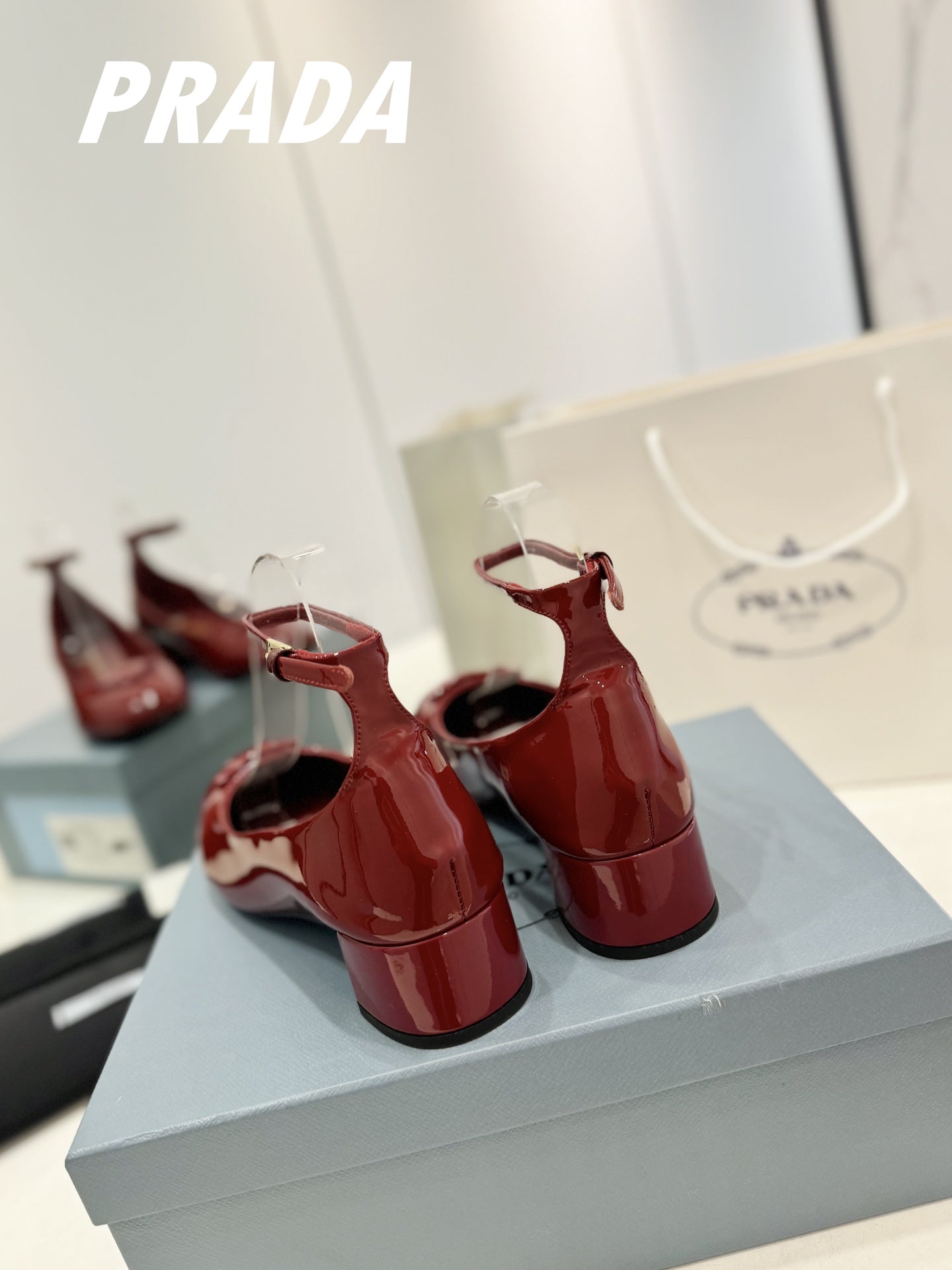 Pra Pumps 40 Square Sole Wine Patent Leather