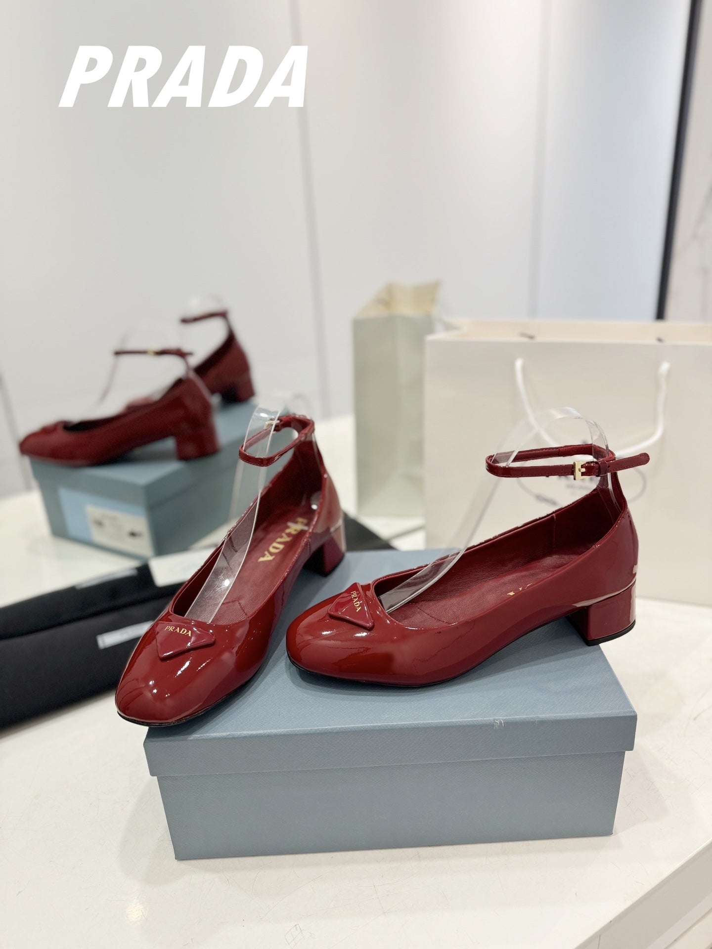 Pra Pumps 40 Square Sole Wine Patent Leather