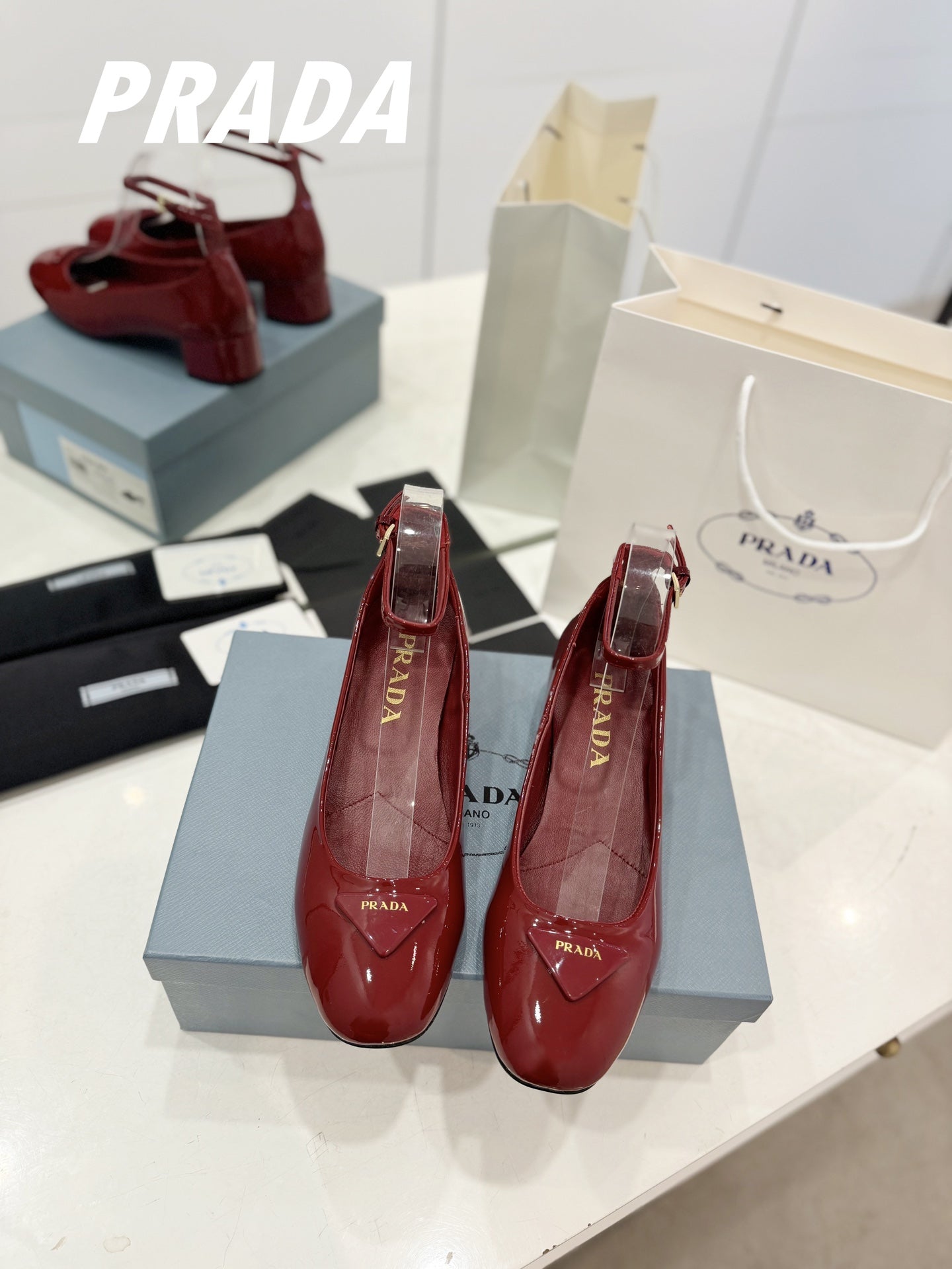 Pra Pumps 40 Square Sole Wine Patent Leather