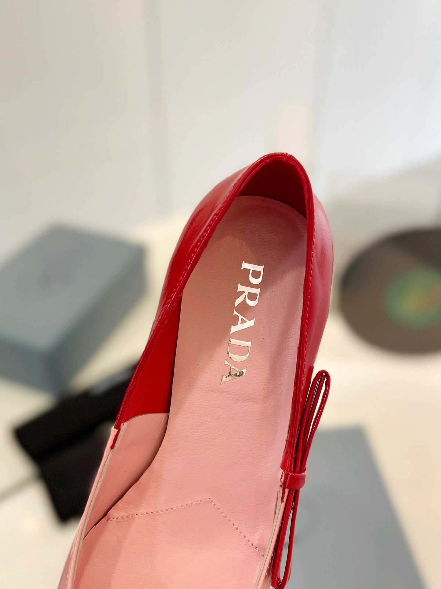 Pra Pump 45 Square Sole Pink Red Patent Leather