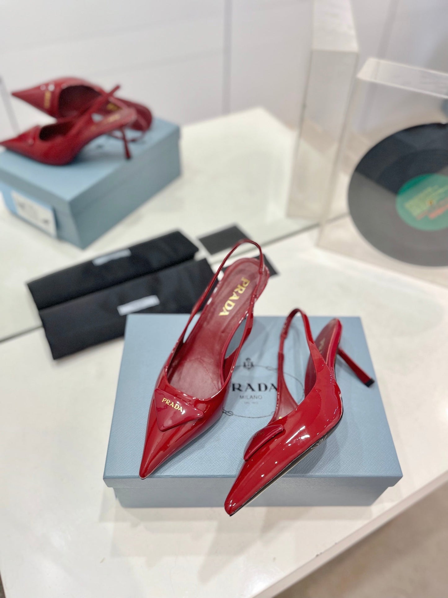 Pra Slingback Pumps 75 Red Patent Leather