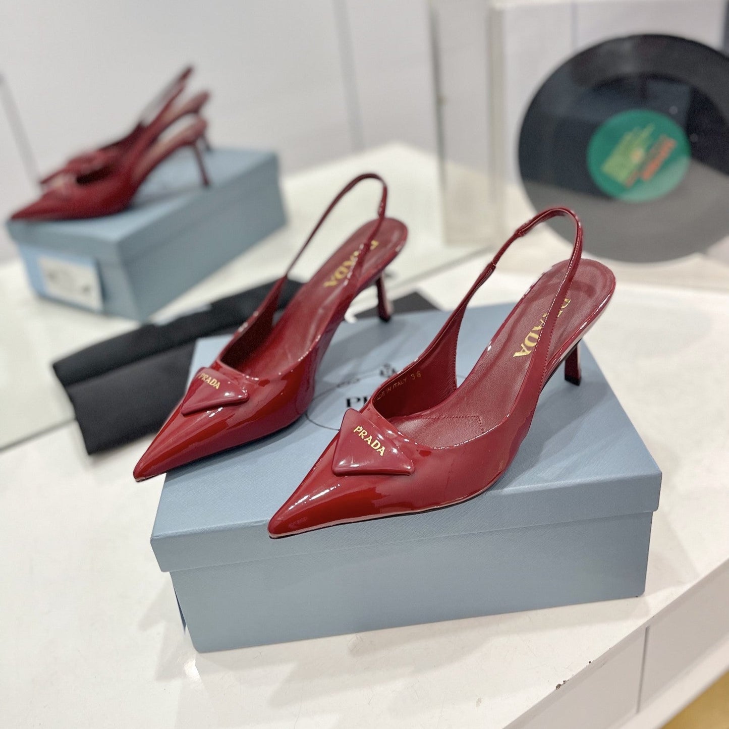 Pra Slingback Pumps 75 Red Patent Leather