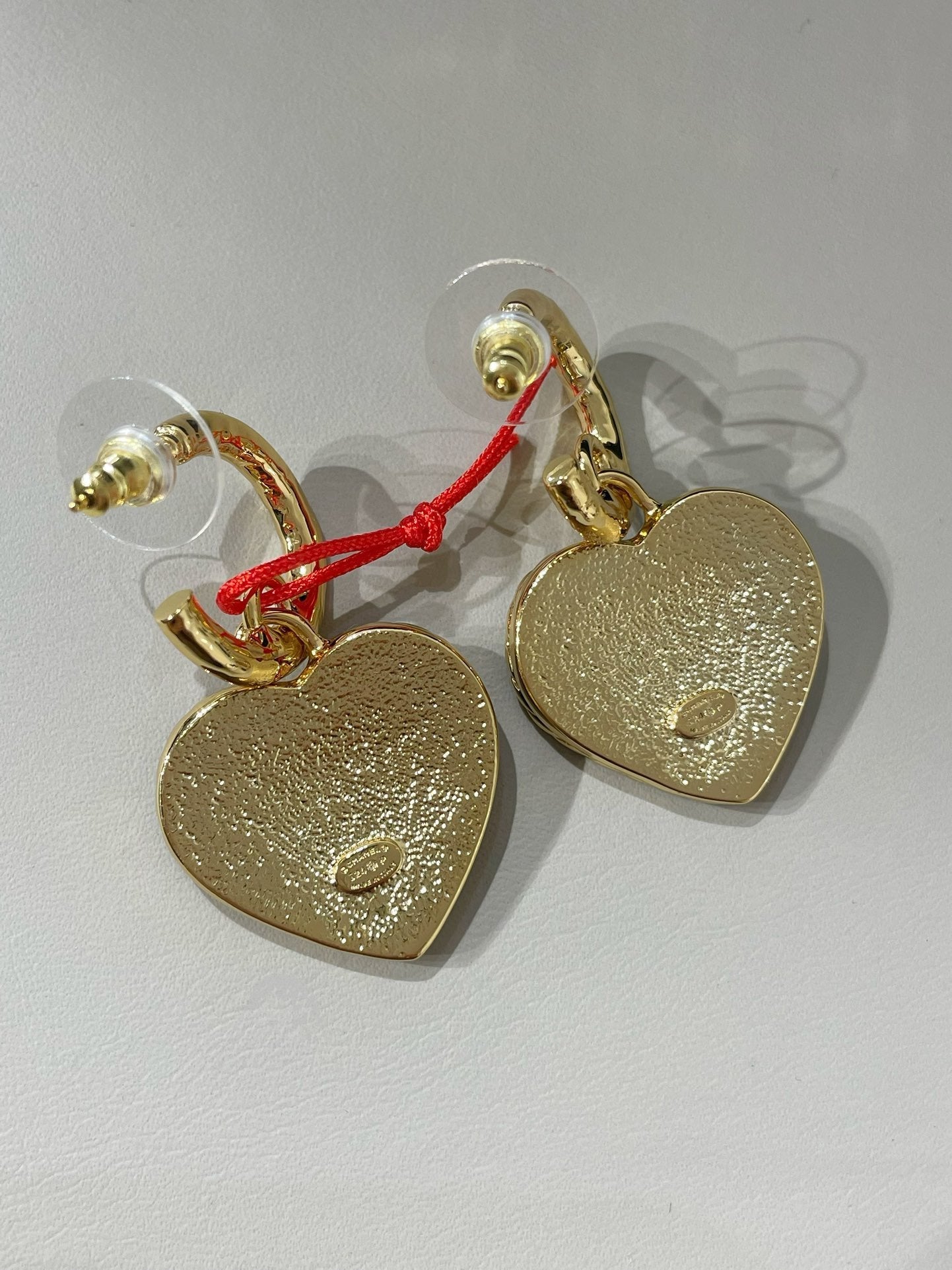 cc heart blue denim light gold hoop earrings