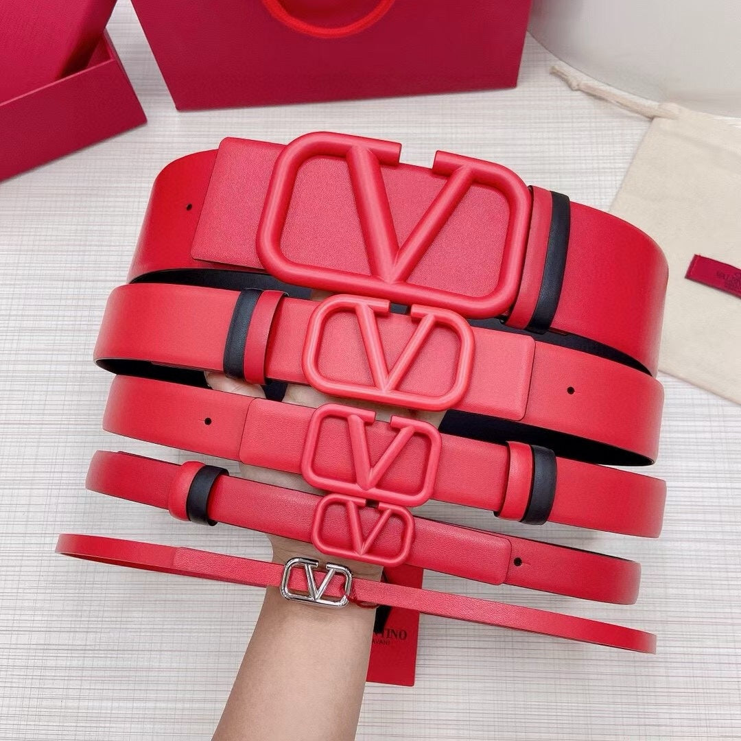 VALENTI GARAVANI VLOGO SIGNATURE REVERSIBLE BELT ALL RED CALFSKIN