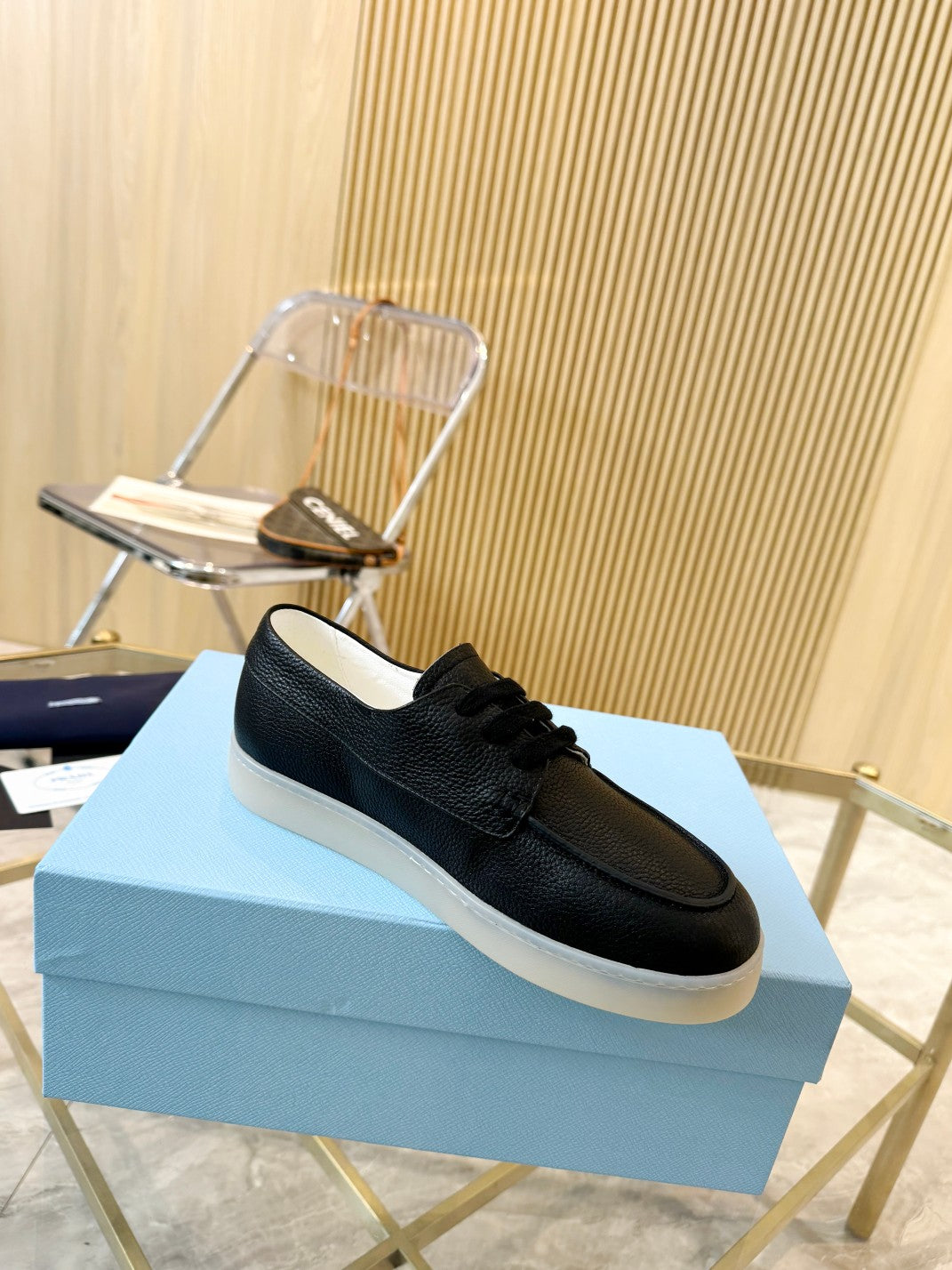 PRA LACE-UP SHOES BLACK CALFSKIN