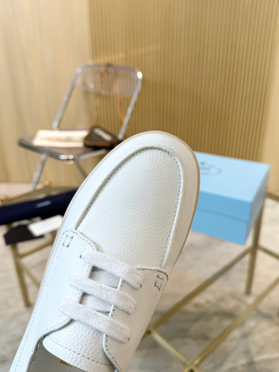 PRA LACE-UP SHOES WHITE CALFSKIN