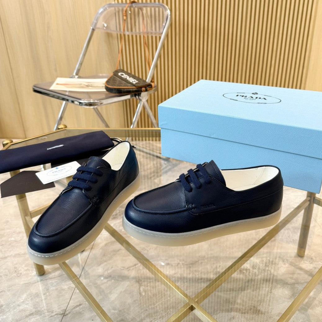 PRA LACE-UP SHOES NAVY BLUE CALFSKIN