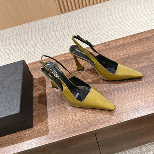 SL DUNE SLINGBACK PUMPS MUSTARD POLISHED CALFSKIN