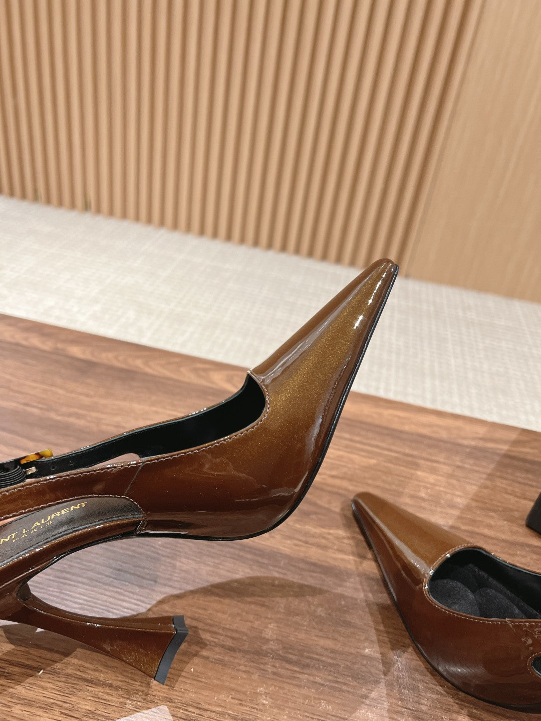 SL DUNE SLINGBACK PUMPS COPPER POLISHED CALFSKIN