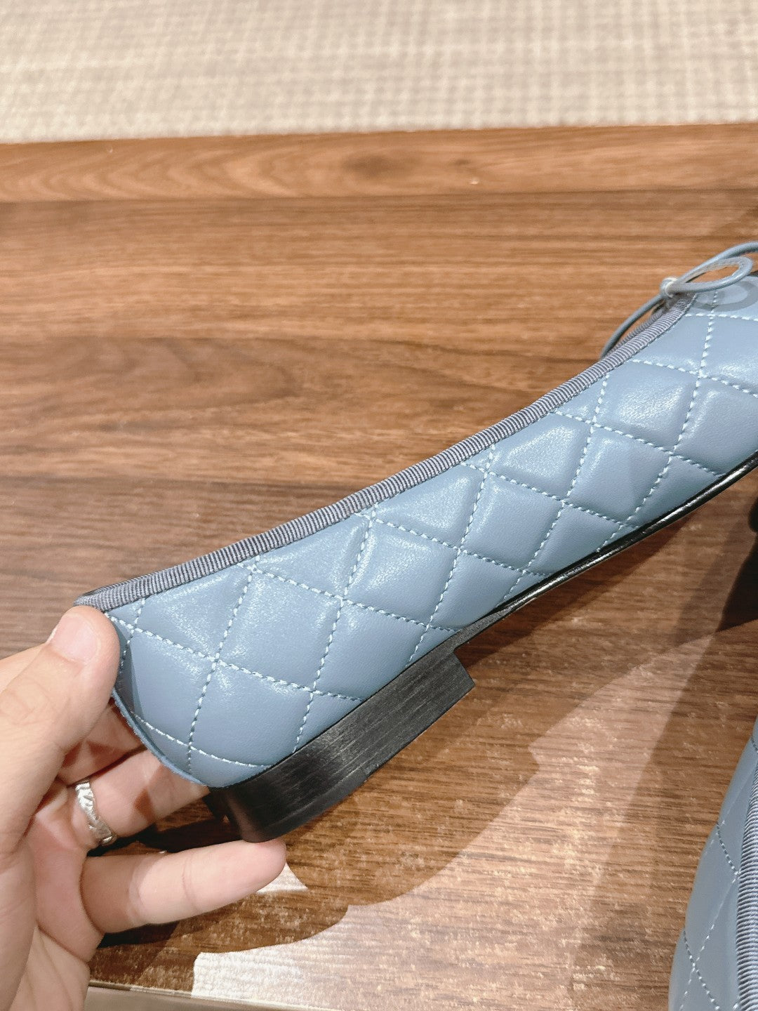 ballet flat baby blue quilted lambskin