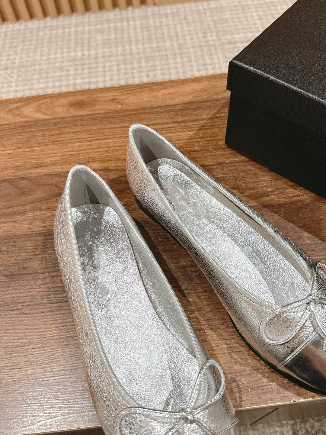 ballet flat silver metalic calfskin