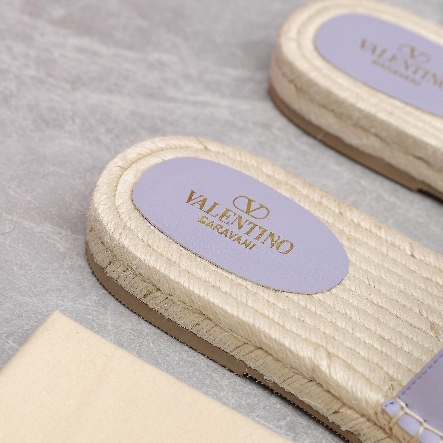 Vlogo Cut-Out Slide 20 Purple Calfskin Beige Sole Raffia