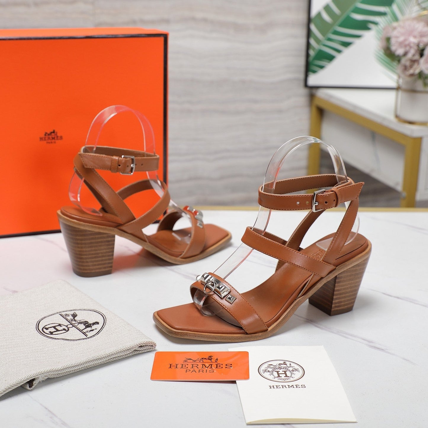 IVRESSE 65 SANDAL CARAMEL CALFSKIN