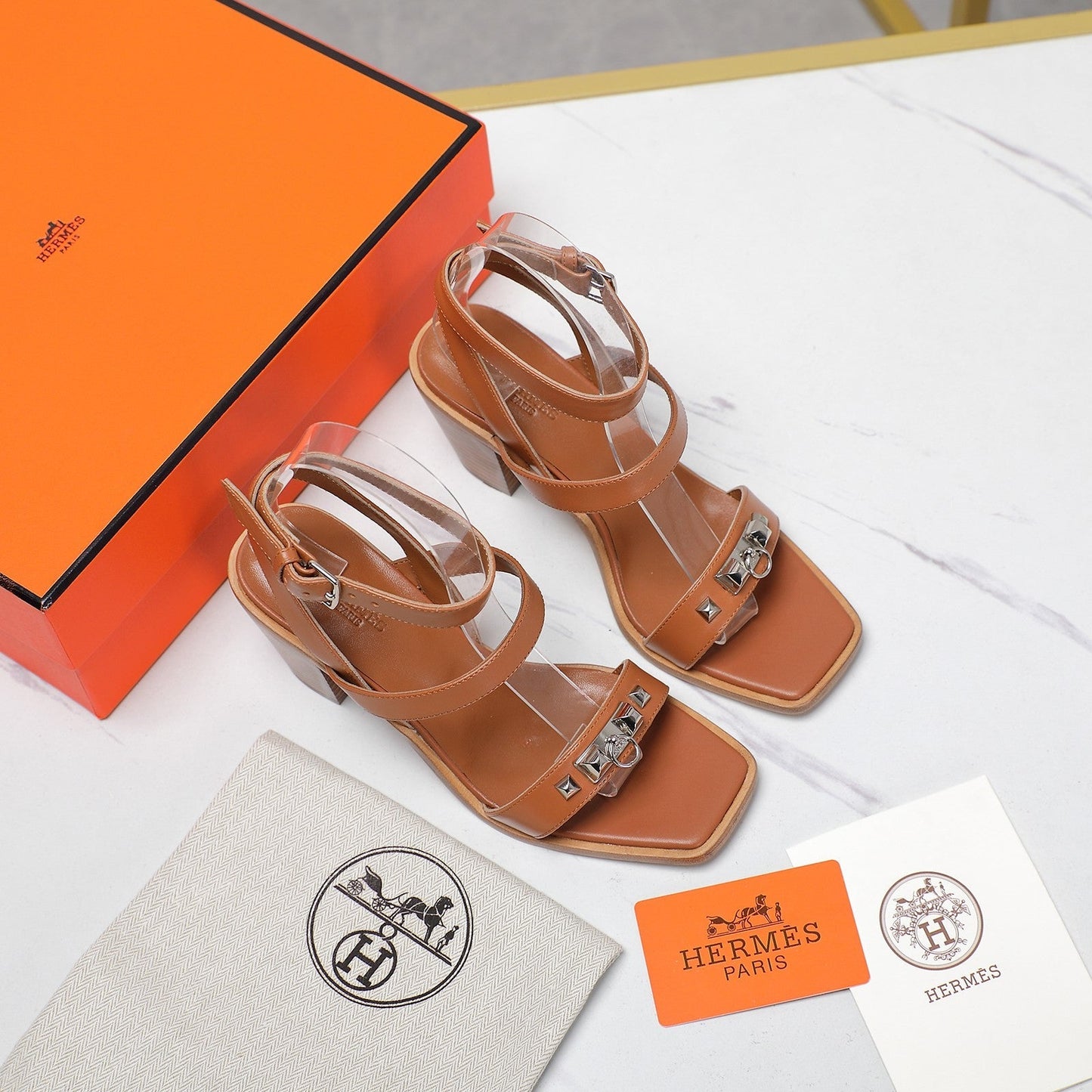 IVRESSE 65 SANDAL CARAMEL CALFSKIN