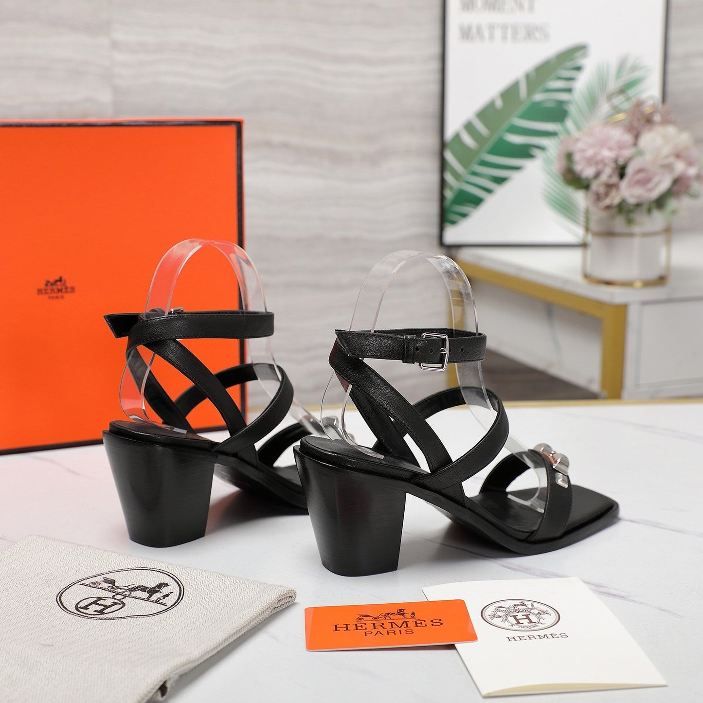 IVRESSE 65 SANDAL BLACK CALFSKIN