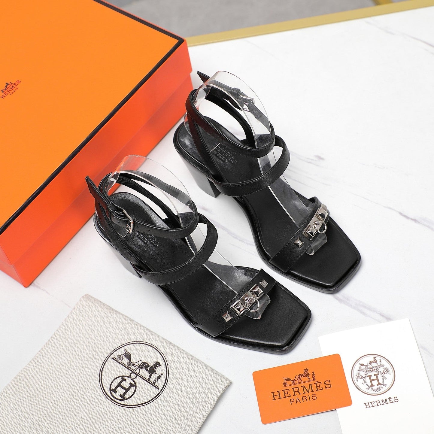 IVRESSE 65 SANDAL BLACK CALFSKIN