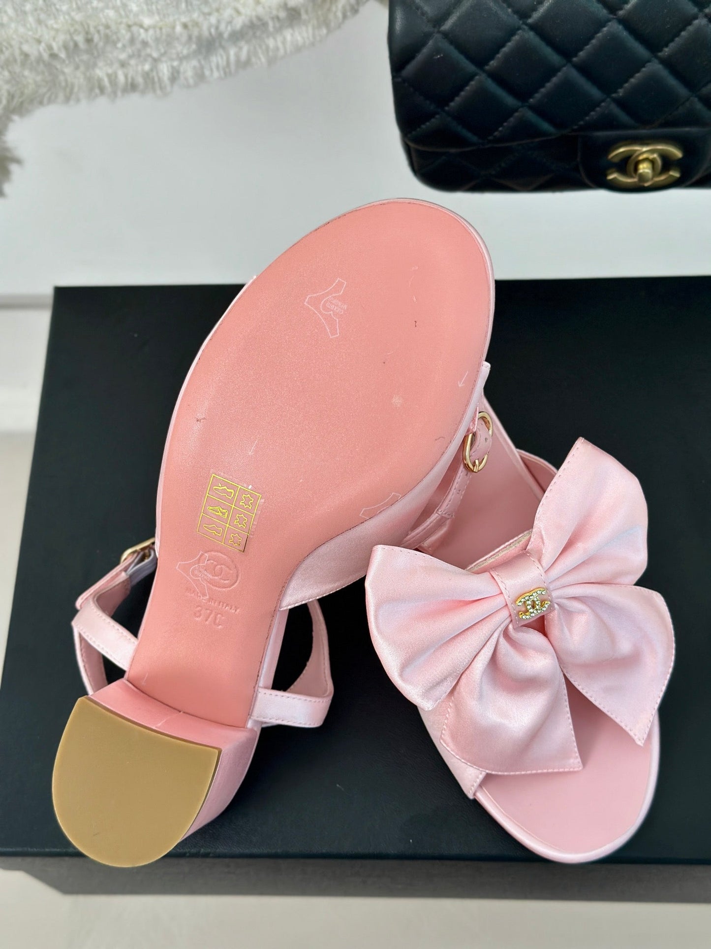 cc big bow slingback sandal 60 pink lambskin