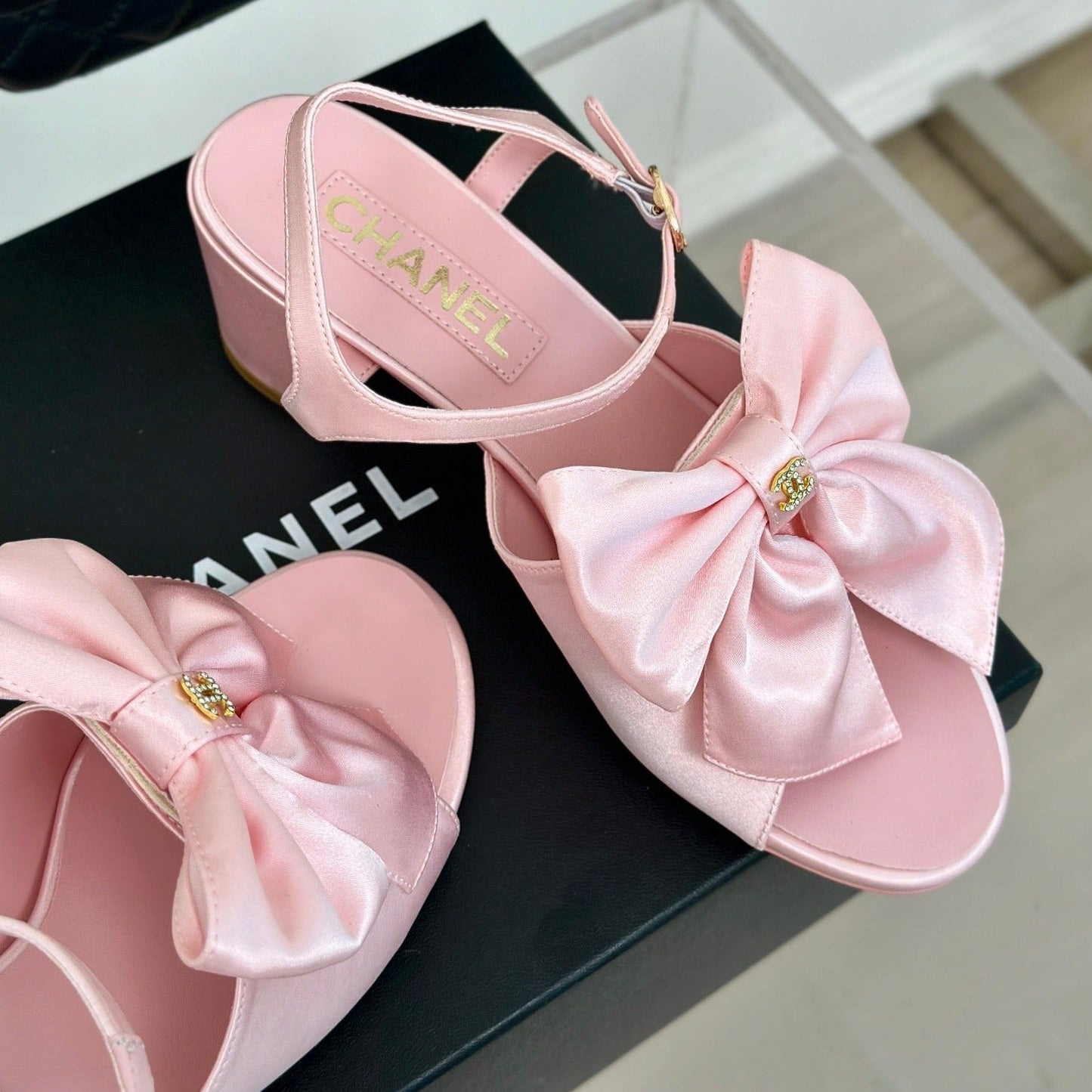 cc big bow slingback sandal 60 pink lambskin