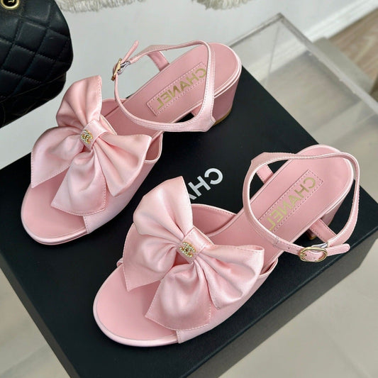 cc big bow slingback sandal 60 pink lambskin