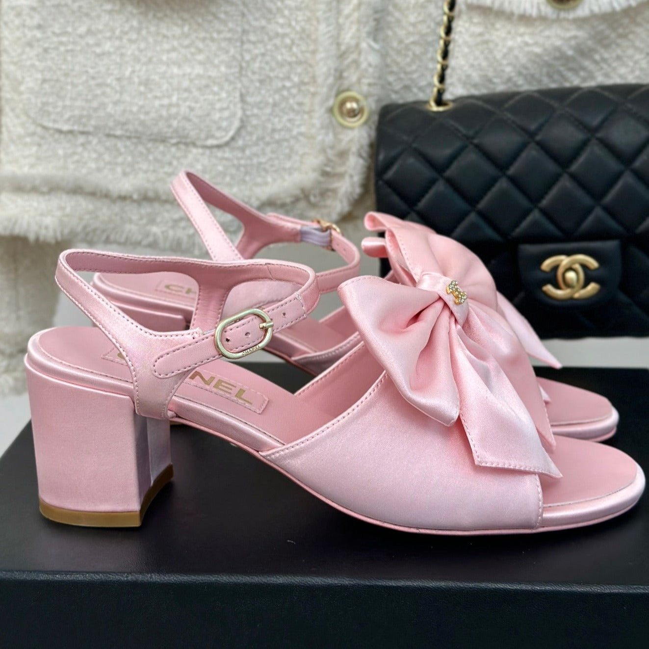 cc big bow slingback sandal 60 pink lambskin